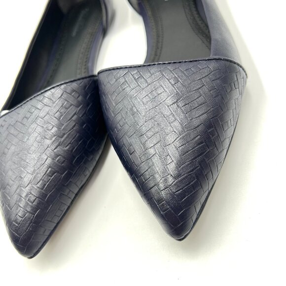 Brooks Brothers Size 8 Navy Blue Leather Pointed Toe D'Orsay Flats Shoes - Picture 5 of 13